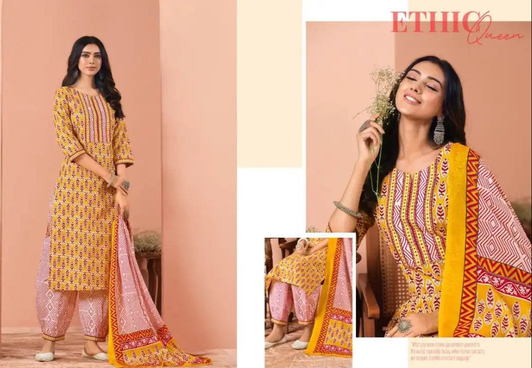 Ready SG Stock- Summer Wear Cotton Blend Comfortable Afgani/Pathani Style Punjabi 3 Pcs Suit with Dupatta Indian Dresses