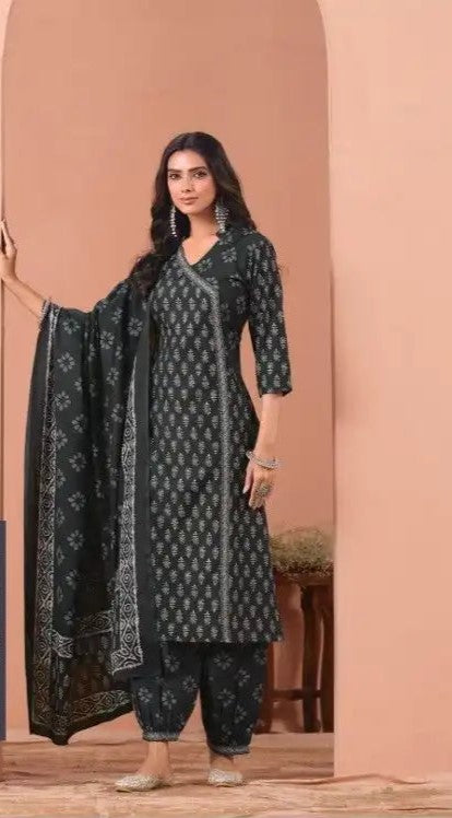 Ready SG Stock- Summer Wear Cotton Blend Comfortable Afgani/Pathani Style Punjabi 3 Pcs Suit with Dupatta Indian Dresses