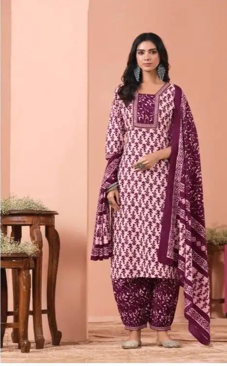 Ready SG Stock- Summer Wear Cotton Blend Comfortable Afgani/Pathani Style Punjabi 3 Pcs Suit with Dupatta Indian Dresses