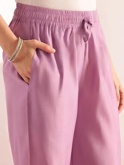 [Ready SG Stock] Pastel Lavender Mul Chanderi Embroidered 3 Pcs Punjabi Suit with Linings [Indian Dresses]