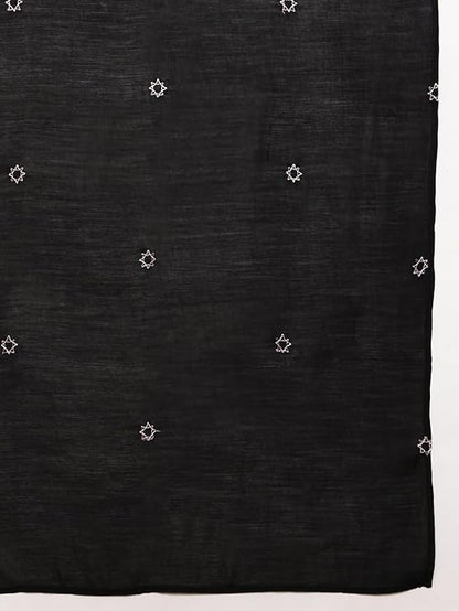 [Ready SG Stock] Black Mul Chanderi Embroidered Anarkali Kurta Pant With Dupatta [Indian Dresses]
