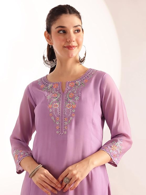 [Ready SG Stock] Pastel Lavender Mul Chanderi Embroidered 3 Pcs Punjabi Suit with Linings [Indian Dresses]