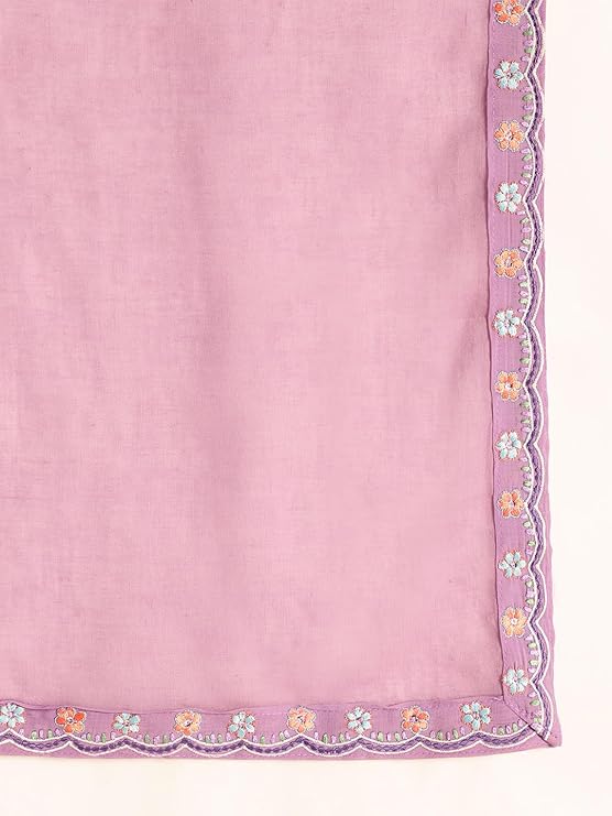 [Ready SG Stock] Pastel Lavender Mul Chanderi Embroidered 3 Pcs Punjabi Suit with Linings [Indian Dresses]