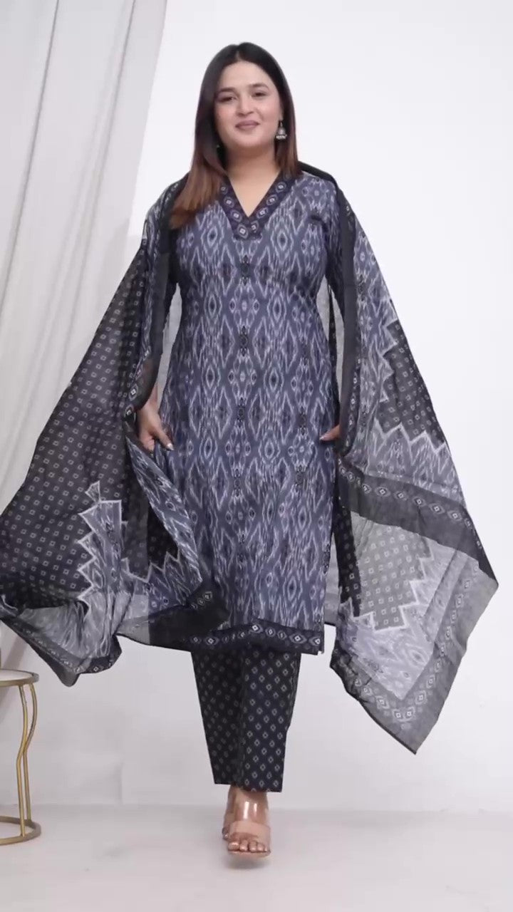 [Ready SG Stock] Plus Size Comfortable Cotton 3 Pcs Punjabi Suit With Dupatta [INDIAN DRESS]