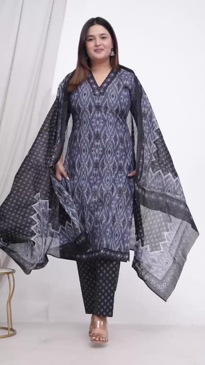 [Ready SG Stock] Plus Size Comfortable Cotton 3 Pcs Punjabi Suit With Dupatta [INDIAN DRESS]