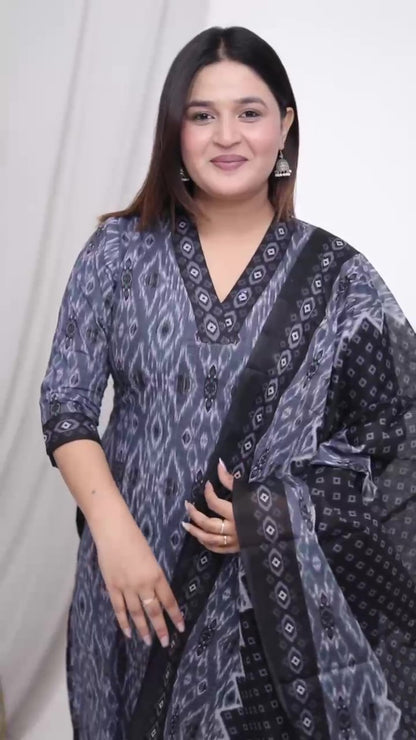 [Ready SG Stock] Plus Size Comfortable Cotton 3 Pcs Punjabi Suit With Dupatta [INDIAN DRESS]