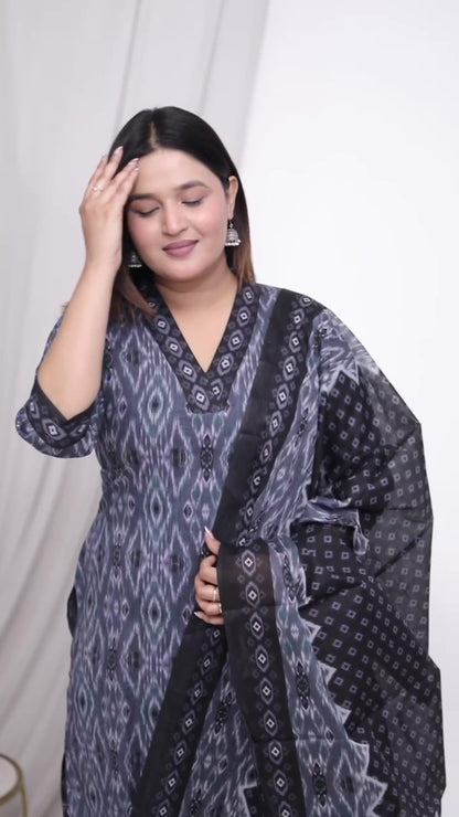 [Ready SG Stock] Plus Size Comfortable Cotton 3 Pcs Punjabi Suit With Dupatta [INDIAN DRESS]