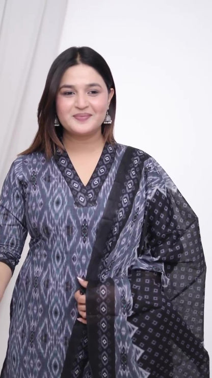 [Ready SG Stock] Plus Size Comfortable Cotton 3 Pcs Punjabi Suit With Dupatta [INDIAN DRESS]