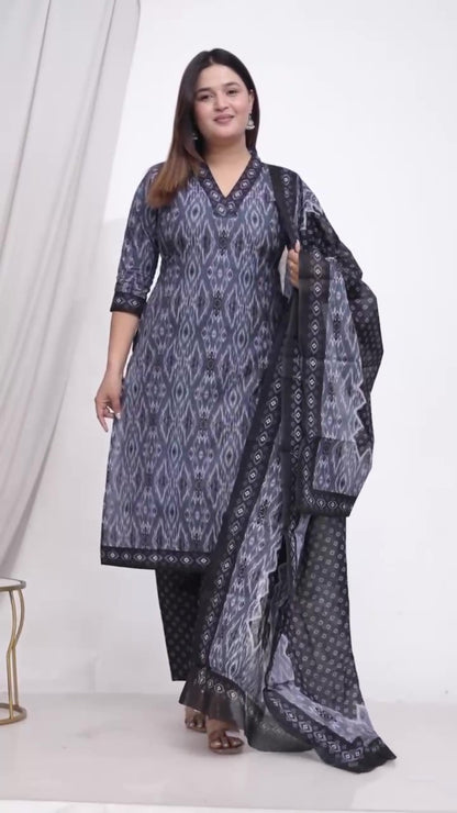 [Ready SG Stock] Plus Size Comfortable Cotton 3 Pcs Punjabi Suit With Dupatta [INDIAN DRESS]