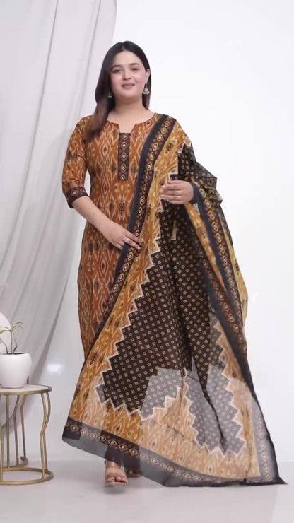 [Ready SG Stock] Plus Size Comfortable Cotton 3 Pcs Punjabi Suit With Dupatta [INDIAN DRESS]