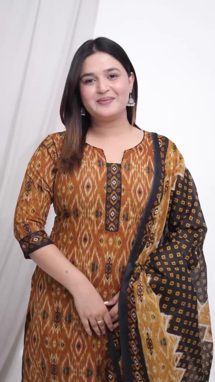 [Ready SG Stock] Plus Size Comfortable Cotton 3 Pcs Punjabi Suit With Dupatta [INDIAN DRESS]