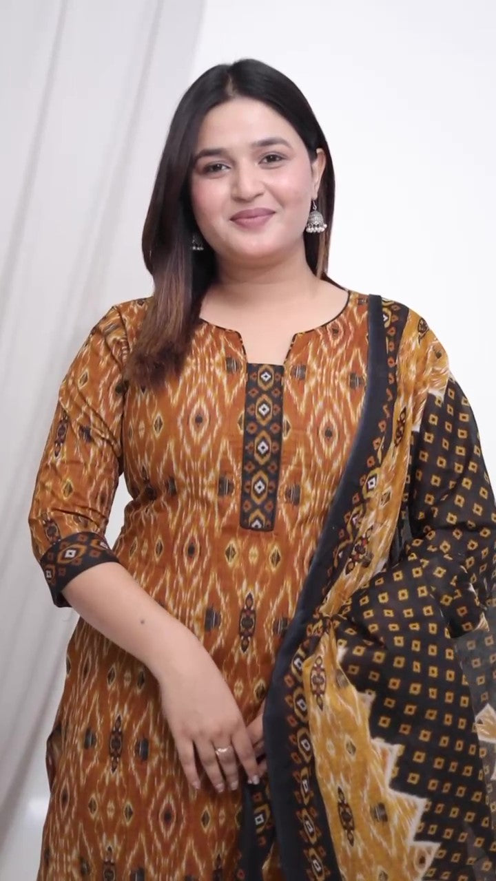 [Ready SG Stock] Plus Size Comfortable Cotton 3 Pcs Punjabi Suit With Dupatta [INDIAN DRESS]