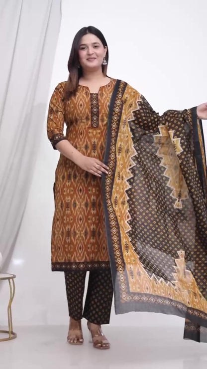 [Ready SG Stock] Plus Size Comfortable Cotton 3 Pcs Punjabi Suit With Dupatta [INDIAN DRESS]