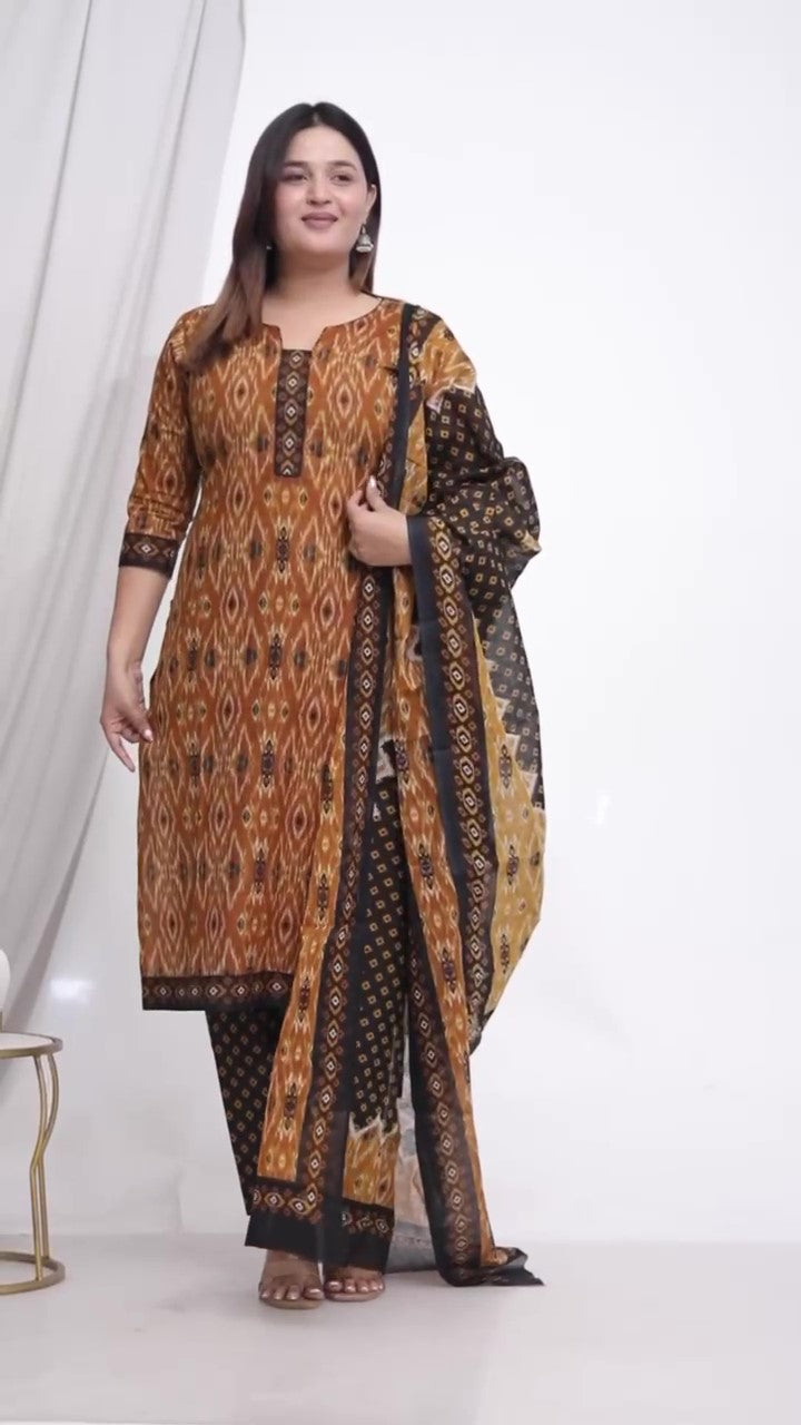 [Ready SG Stock] Plus Size Comfortable Cotton 3 Pcs Punjabi Suit With Dupatta [INDIAN DRESS]