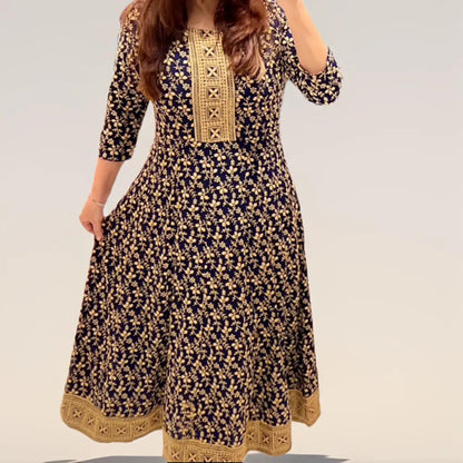 [Ready SG Stock] New Rayon One-Piece Dress with Full Thread Embroidery & Sequins work [Indian Dresses]