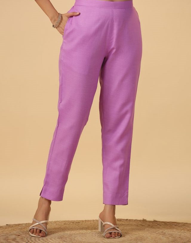 [ Ready SG Stock ] Lavender Cotton Blend Solid Straight Kurta Set Punjabi Suit with Dupatta [ Indian Dresses ]