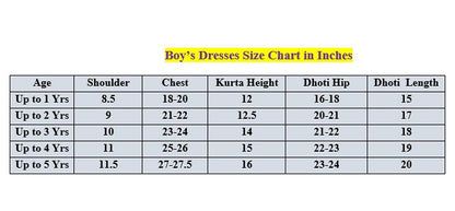 Ready SG Stock- 1 to 5 Yrs Boy's Dress 2 Pcs Silk Blended Front Open Shirt & Dhoti Set  [Traditional Indian Dresses For Kid's]