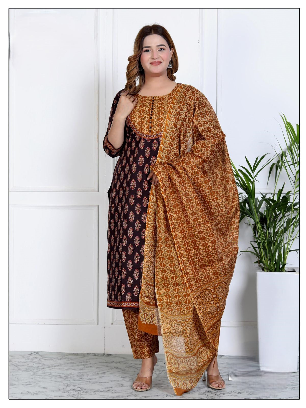 [Ready SG Stock 7 Colors- Size 3XL to 6XL] Comfortable Cotton Plus Size 3 Pcs Punjabi Suit With Dupatta [INDIAN DRESS]