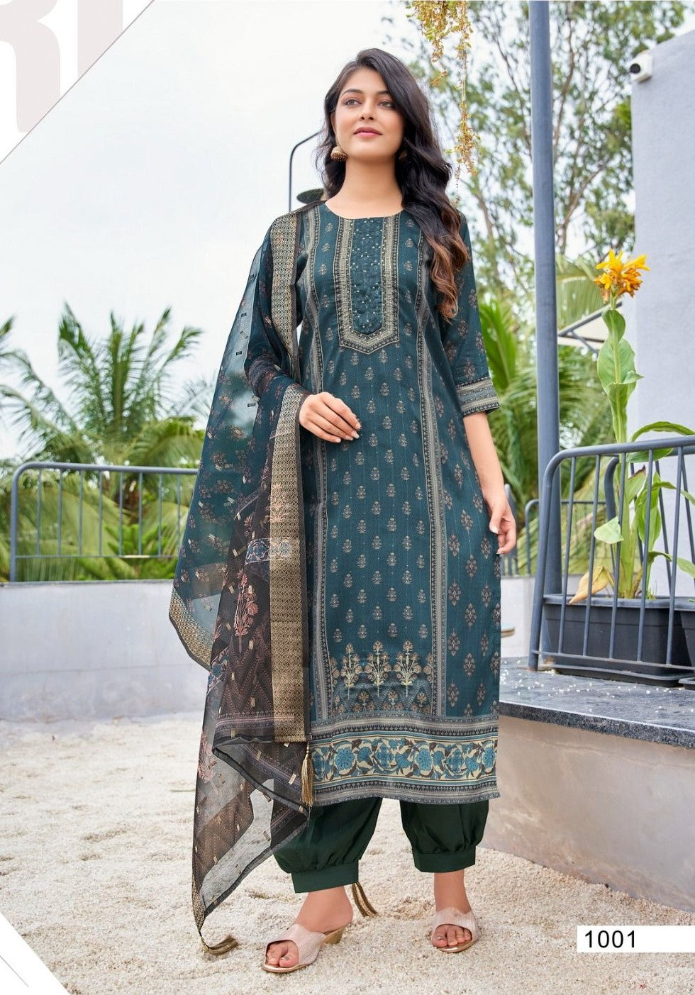 [Ready SG Stock] Soft Subtle Masline Digital Print Punjabi Suit With Full Inner & Afghani Pants, Dupatta 3 Pcs Set- Indian Dresses