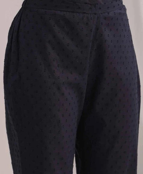[Ready SG Stock] Black Cotton Jacquard Self Desgin A-Line 2 Pcs Punjabi Kurti Suit [Indian Dresses]