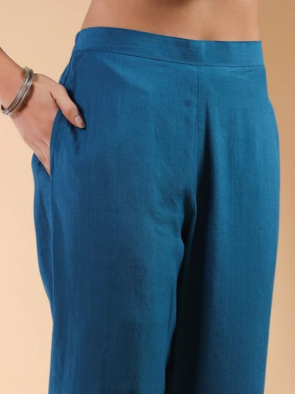 [ Ready SG Stock ] Teal Blue Silk Blend Embroidered StraightCut 3 Pcs Punjabi Suit with Dupatta [ Indian Dresses ]