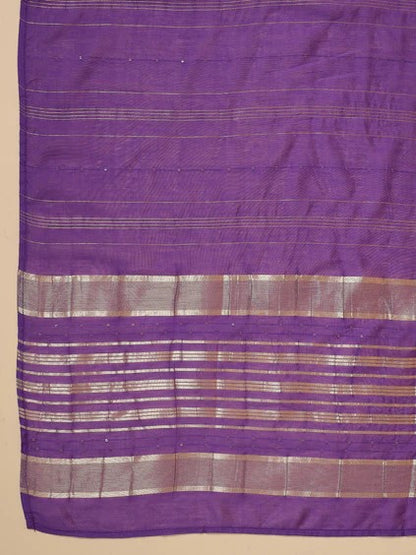 [ Ready SG Stock ] Purple Cotton Blend Yoke Design Straight Kurta 3 Pcs Punjabi Suit with Dupatta [ Indian Dresses ]