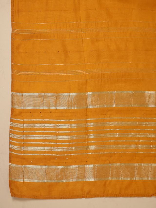 [ Ready SG Stock ] Mustard Cotton Blend Embroidered Straight Cut 3 Pcs Punjabi Suit with Dupatta [ Indian Dresses ]