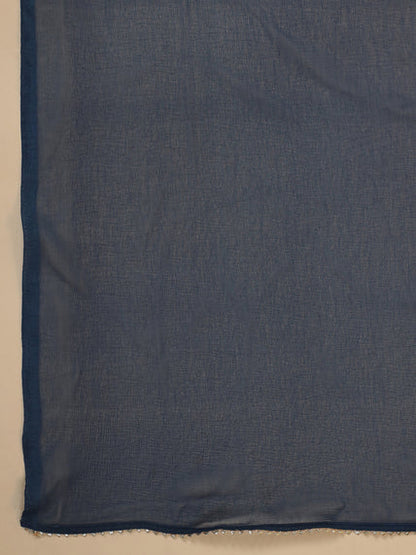 [ Ready SG Stock ] Teal Blue Cotton Blend Embroidered Straight Cut 3 Pcs Punjabi Suit with Dupatta [ Indian Dresses ]