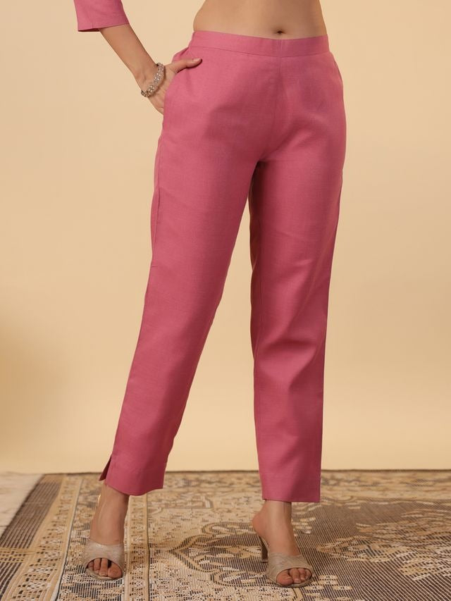 [ Ready SG Stock ] Pink Cotton Blend Embroidered Straight Cut 3 Pcs Punjabi Suit with Dupatta [ Indian Dresses ]