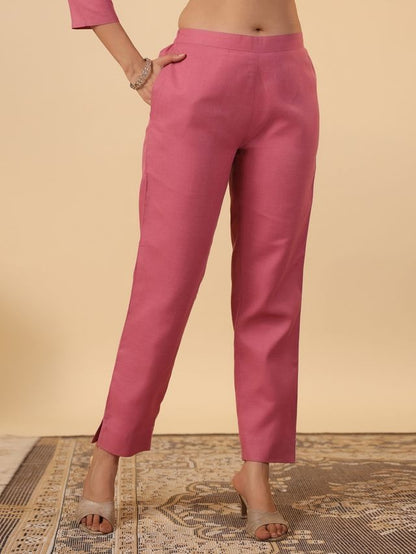 [ Ready SG Stock ] Pink Cotton Blend Embroidered Straight Cut 3 Pcs Punjabi Suit with Dupatta [ Indian Dresses ]