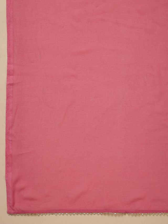 [ Ready SG Stock ] Pink Cotton Blend Embroidered Straight Cut 3 Pcs Punjabi Suit with Dupatta [ Indian Dresses ]