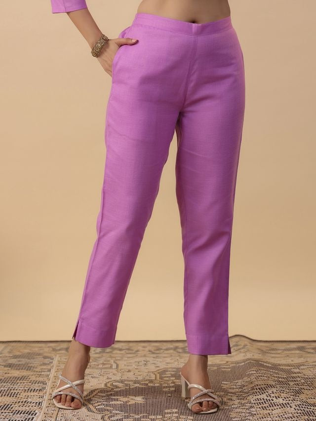 [ Ready SG Stock ] Lavender Cotton Blend Embroidered Straight Cut 3 Pcs Punjabi Suit with Dupatta [ Indian Dresses ]
