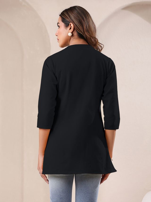 [Ready SG Stock] Black Cotton Blend Solid A-line Only Top for Women[ Casual Indian Dresses ]