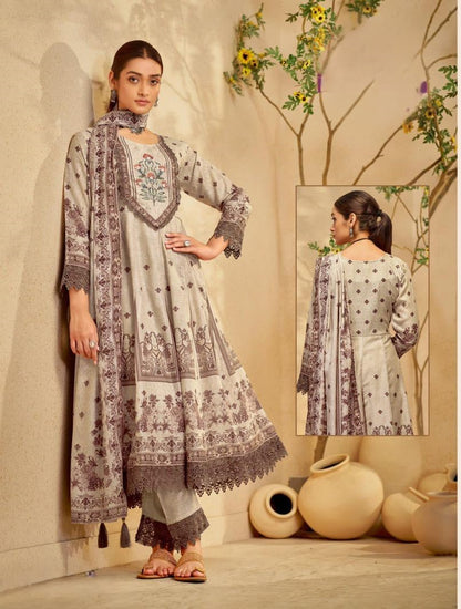 [ Ready SG Stock ] Pastel Shades Mal Cotton Anarkali Punjabi Suit with Full Inner- Indian Dresses