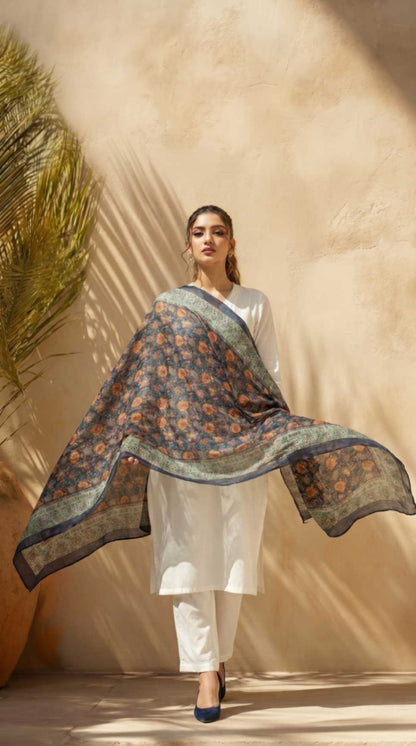 [Ready SG Stock] Pure Cotton Mustard Floral Printed Ethnic Dupatta [ Only Dupatta ]