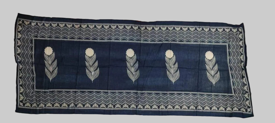 [Ready SG Stock] Pure Cotton Navy Blue Block Print Ethnic Dupatta [Only Dupatta ]