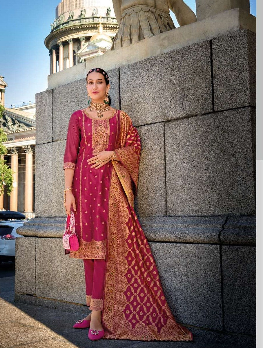 [Ready SG Stock] Deepavali & Wedding-Wear Pure Silk 3 Pcs Punjabi Suit + Inner[ Premium Indian Dresses]