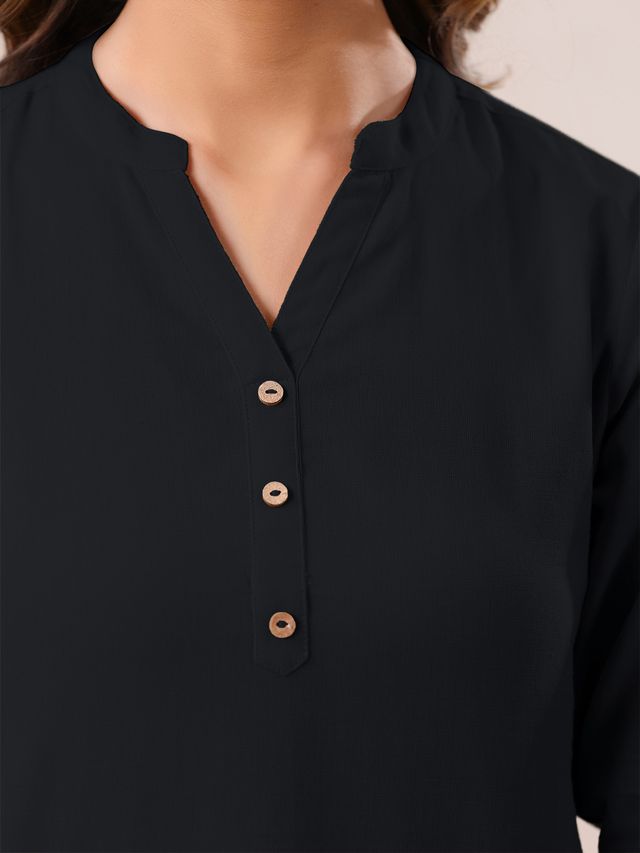 [Ready SG Stock] Black Cotton Blend Solid A-line Only Top for Women[ Casual Indian Dresses ]