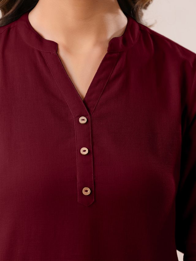 [Ready SG Stock] Maroon Cotton Blend Solid A-line Only Top for Women[ Casual Indian Dresses ]
