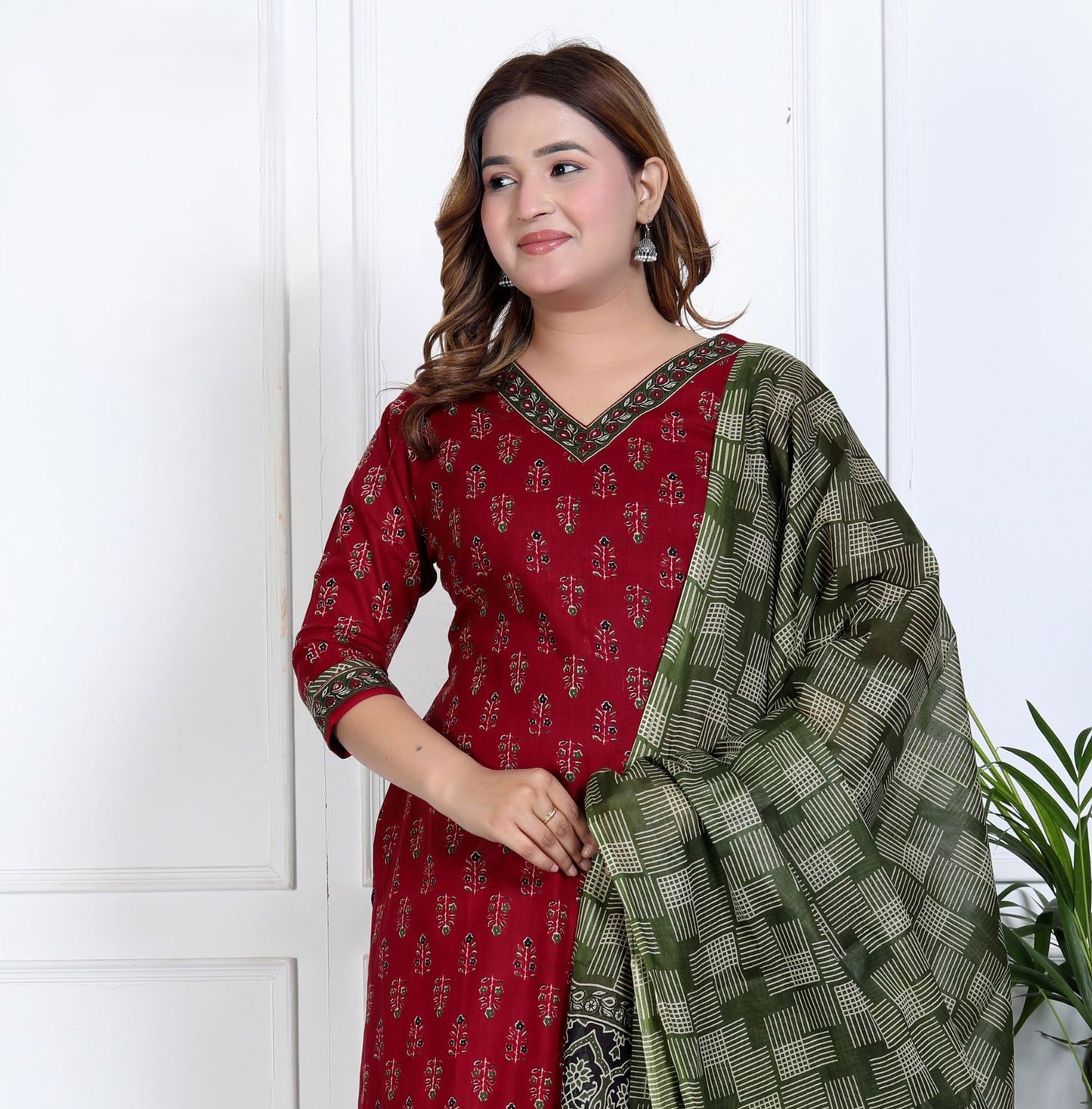 [Ready SG Stock 7 Colors- Size 3XL to 6XL] Comfortable Cotton Plus Size 3 Pcs Punjabi Suit With Dupatta [INDIAN DRESS]