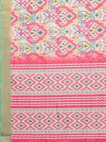 [Ready Stock-Zip & Go Saree]Pink Chanderi Silk Saree with Ready Blouse, Linings