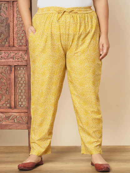 Ready SG Stock- PLUS SIZE YELLOW COTTON STRAIGHT PUNJABI 3Pcs SET