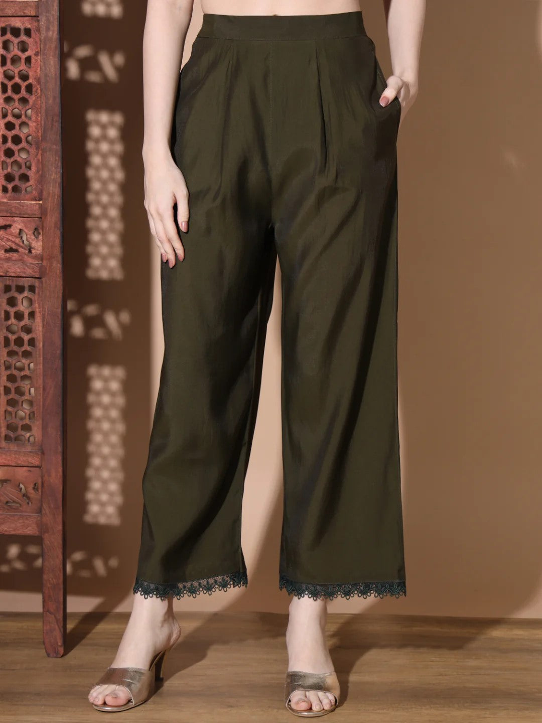 [ Ready SG Stock ] Brownish-Green Muslin Straight Pakistani Punjabi Suit with Full Inner- Indian Dresses