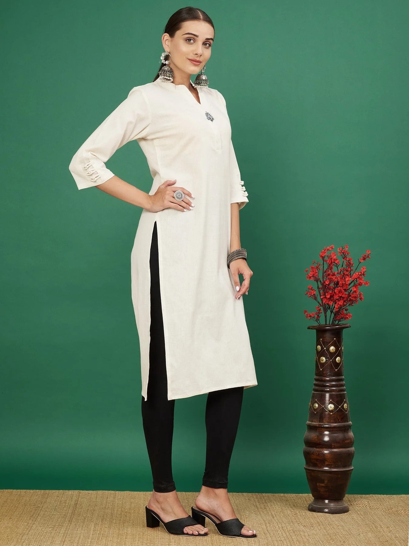 [ Ready SG Stock ] White Khadi Cotton Flex Straight Punjabi Kurta Only Top- Indian Dresses