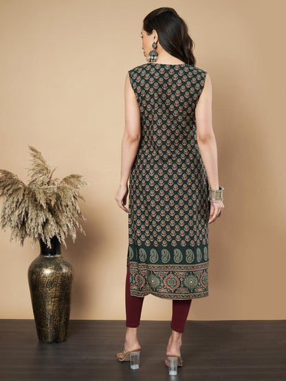 [ Ready SG Stock ] Cool Delicate Floral Print Straight Sleeveless Cotton Only Kurta /Top  [Indian Dresses]