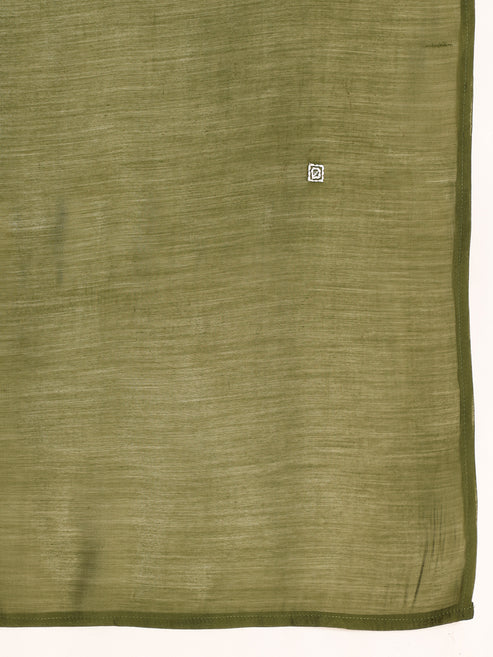 [Ready SG Stock] Olive Green Mul Chanderi Embroidered 3 Pcs Punjabi Suit with Linings [Indian Dresses]