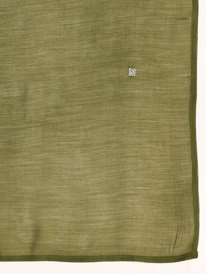 [Ready SG Stock] Olive Green Mul Chanderi Embroidered 3 Pcs Punjabi Suit with Linings [Indian Dresses]