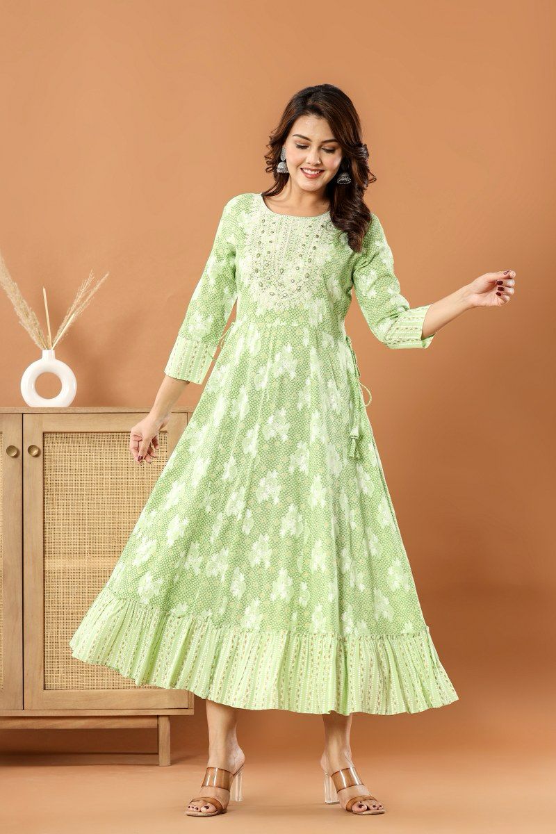 [Ready SG Stock] Embroidered Anarkali Cotton Kurti\ Gown- Indian Dresses