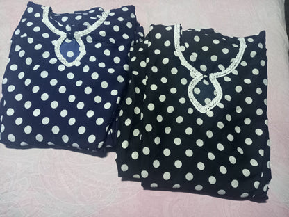 [Ready SG Stock] Beautiful Polka dots Rayon Long Anarkali Gown with Flared Sleeves- Indian Dresses