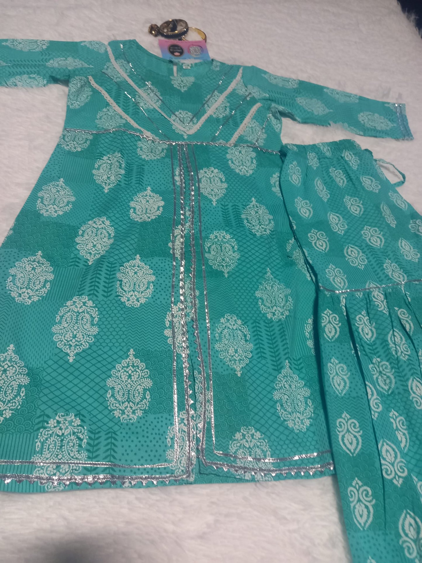 Ready SG Stock- 1 to 10 Yrs Girls Sharara Dress 2 Pcs Pure Soft Cotton Punjabi Suit [Traditional Dresses for Kid's]